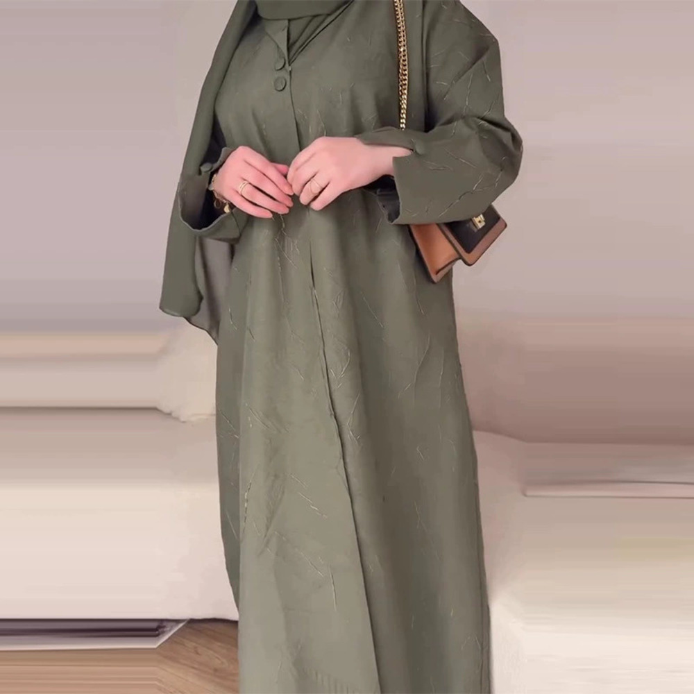 Forever 21 Long-Sleeve Loose Plus Size Green Simple Long Dress